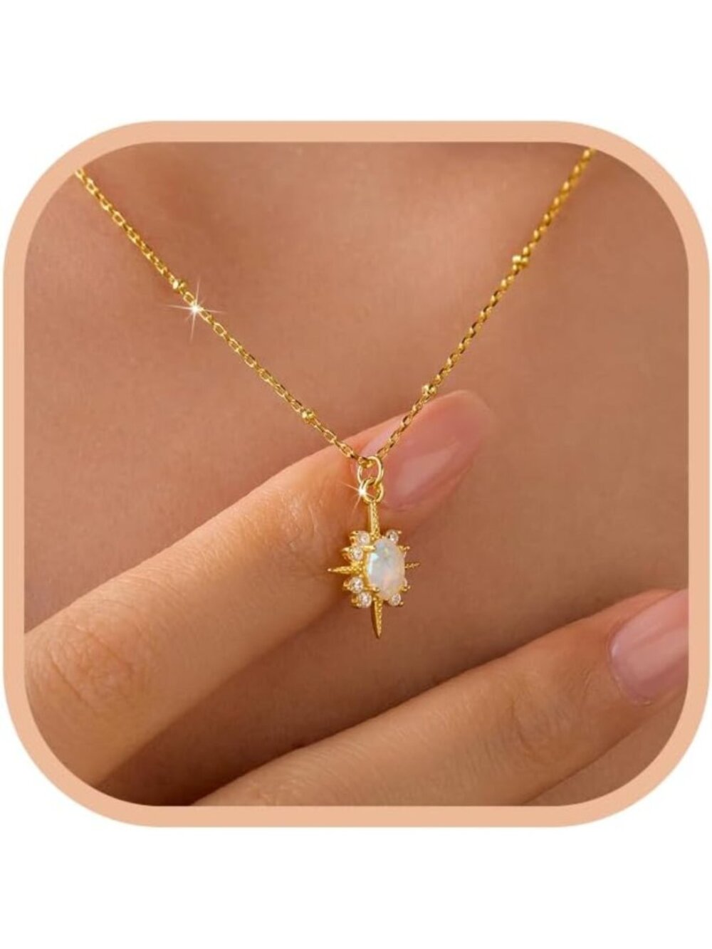 925 Sterling Silver North Star Opal Necklace - Dainty Jewelry for Women